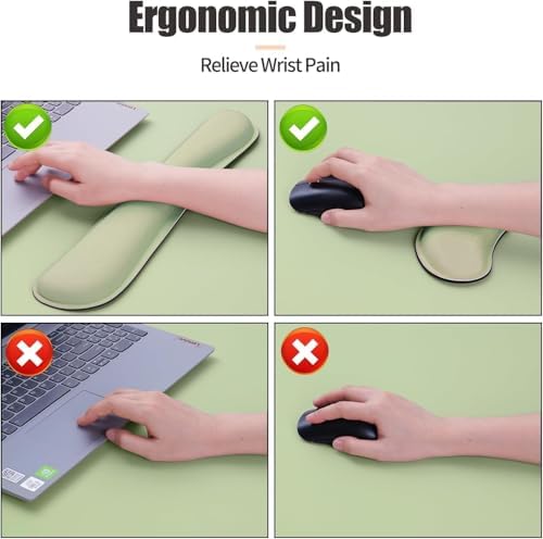 Bloss Green Leather Desk Mat with Wrist Rest, 27.6" x 13.8" Desk Pad