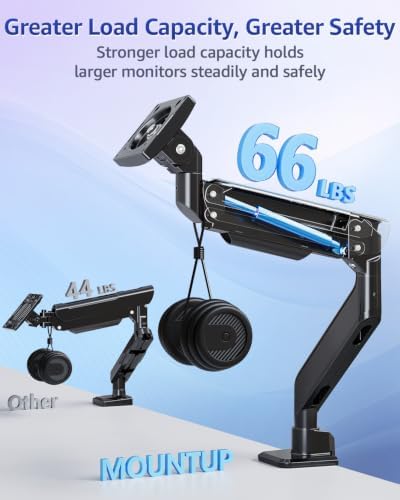 MOUNTUP Heavy Duty Monitor Arm, Single Monitor Mount for 57" Ultrawide Monitor, Supports 4.4–66 lbs, Large Monitor Arm with Full Motion Adjustment, Monitor Stand for Desk, Max VESA 100x100mm