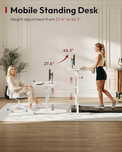 SANODESK 32''x20'' Gas-Spring Lifting Mobile One-Piece Standing Desk
