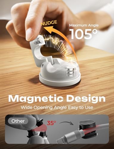 12-Pack Rotatable Cord Holder for Nightstand, LISEN 360°Rotating Magnetic Clips, No-Residue Strong Adhesive Cord Organizer for Desk, Phone Cord Holder for Home, Car, Office Desk Accessories, White