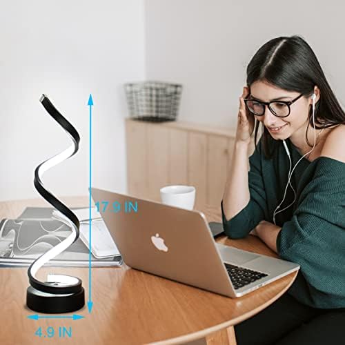 Modern Spiral Table Lamp, Dimmable Table Lamps for Bedroom, 12W LED Desk Lamps for Living Room, 3 Colors 10 Brightness Bedside Lamps Nightstand Lamp Desk Light for Nightstand, Office - Black