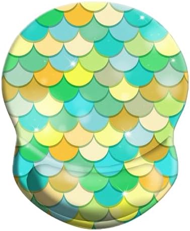 Wrist Support Mouse Pad Anti Slip Rubber Wrist Rest Mousepad 8.75in X7.5in Small Desktop Notebook Mouse Mat for Working and Gaming (Green Mermaid Wrist)