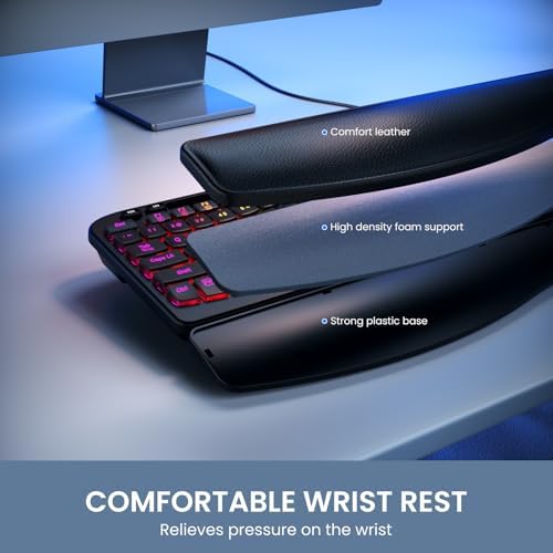 Ergonomic Keyboard, Wired Backlit Computer Keyboard with Wrist Rest, Black