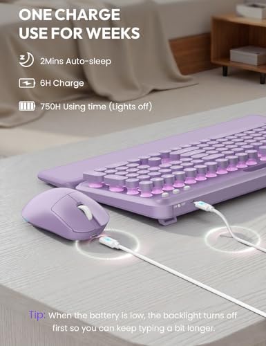 Wireless Keyboard and Mouse, Backlit Typewriter with Magnetic Wrist Rest
