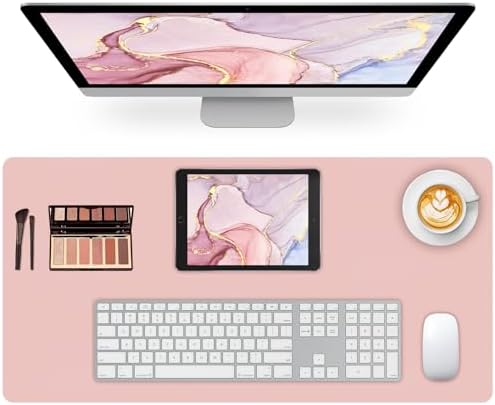 Leather Desk Pad Mat, Pink Desk Mat, 31.5" x 15.7"