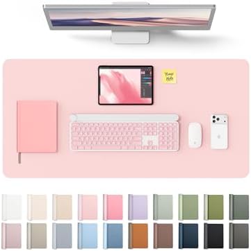 YSAGi Leather Desk Protector, Office Mat, Large Mouse Mat, Non-Slip PU Leather Blotter, Laptop Desk Pad, Waterproof Writing Pad for Office and Home (Light Pink, 31.5" x 15.8")