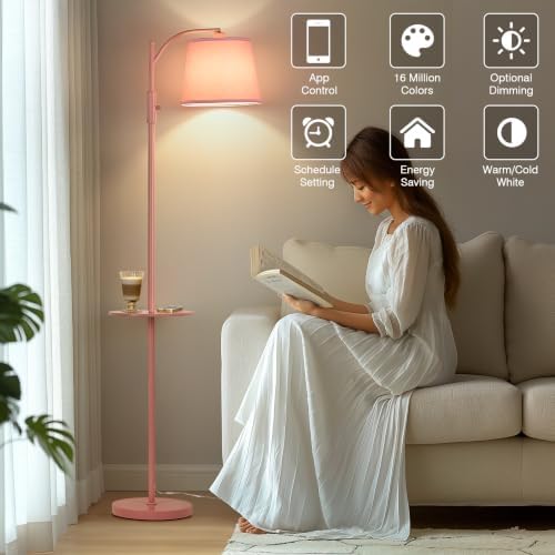 AIDENOEY Smart Floor Lamp with Side Table, Alexa & Google Assistant