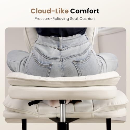 Cross Legged Office Chair, Ergonomic Cloud Criss Cross Desk Chair, Meditation Chair with Wheels, Height Adjustable Seat for ADHD, Wide Kneeling Chair with Back Support