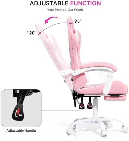 Gaming Chair, Racing Style Computer Gamer Chair, Pink/White