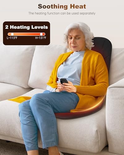 Snailax Vibration Back Massage Seat Cushion with Heat, Office Chair Pad