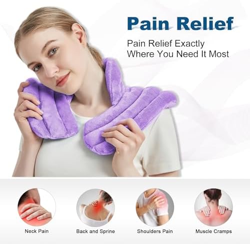 MORLIDEN Neck Heating Pad Microwavable for Shoulders, Warmer Wrap Microwave Heating Pad for Neck and Shoulders for Pain Relief (Purple)