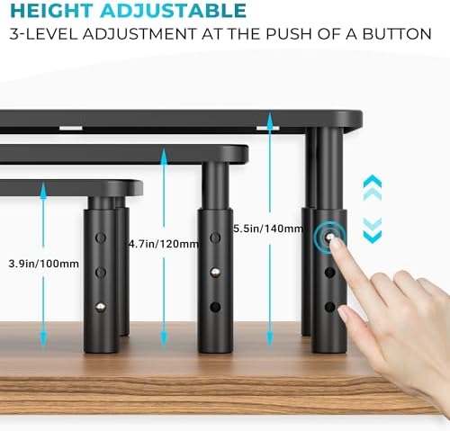 BONTEC 1 Pack Adjustable Monitor Stand Riser with Drawer, Supports 44lbs