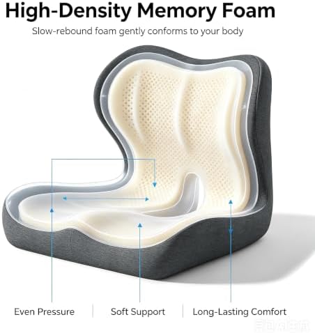 Celinva Orthopedic Cushion Seat Cushion,L-Shaped Lumbar Support,Breathable,Design for Office Chair,Car,Wheelchair Ergonomic Non Slip MemoryFoam Seat Skin with Back Support (Black pro)