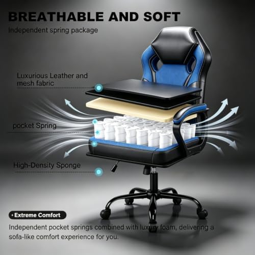3 IN 1 Gaming Office Study Chair, Breathable Mesh Back Computer Desk Chair