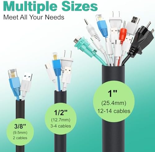 UOMTFAI Dog and Cat Cord Protector 10ft - 3/8inch, Flexible Cable Sleeve for Easy Cord Management, Protects Cables from Pets Chewing, Ideal for USB, Power, Audio and Video Cords - Black