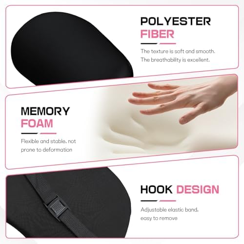 2PCS Car Neck Pillow and Lumbar Support Pillow Set, Ergonomic Memory Foam Back & Neck Support Pillows for Car Seat, Office Chair, Driver Head & Back Cushion and Pain Relief (Black)