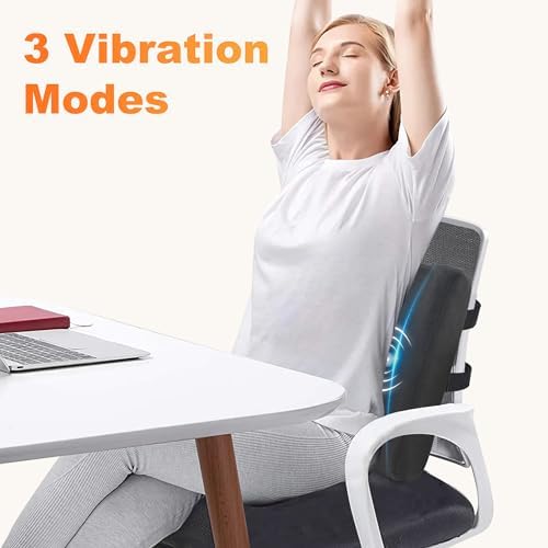 CILI Lumbar Support Pillow for Office Chair with Heat Vibration,Heated Back Support Pillow,Chair Massager for Back Pain Relief,Back Rest Cushion Pillow for Desk Sofa Home,Gifts for Women Men Mom Dad