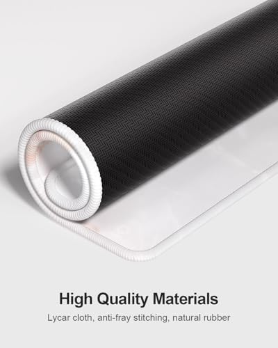 Auhoahsil Large Mouse Pad with Wrist Rests for Keyboard & Mouse, Thick Soft Ergonomic Memory Foam Wrist Supports, Big & Long Desk Mat 35.5 x 15.7 in, for Office Gaming Computer, White Marble