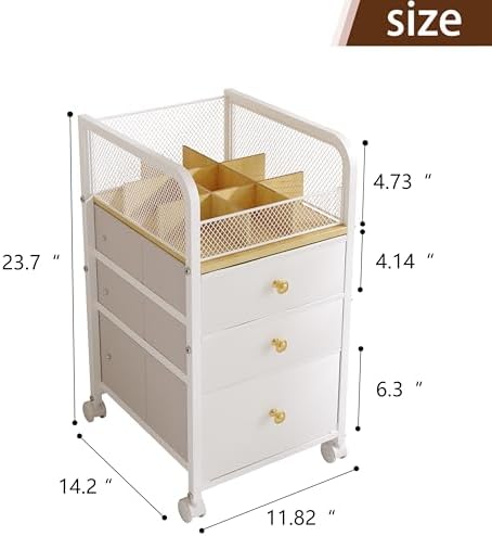Rolling Makeup Organizer Cart with Drawers Under Desk Storage for Vanity