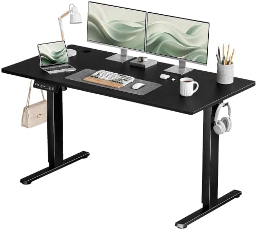 Electric Standing Desk,55in for Home,Office,Gaming,Black
