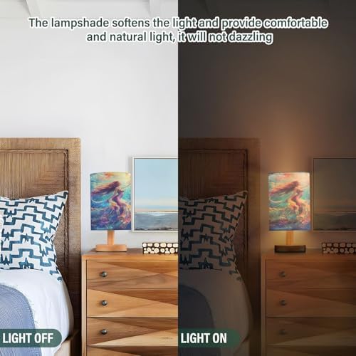 ALAZA Mermaid Jellyfish Funny Beautiful Decor Bedside Table Lamp with USB Port for Bedroom Nightstand Office Desk LED Bulb Included