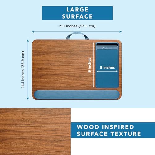 LAPGEAR Home Office Pro Lap Desk - Espresso Blue, Fits 15.6” Laptops