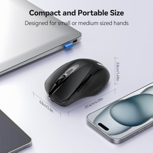 TECKNET Wireless Mouse Rechargeable, 2.4G Computer Mice with USB-A Receiver