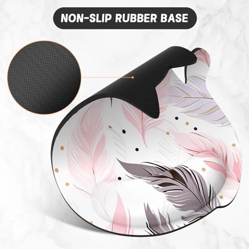 Ergonomic Mouse Pad with Wrist Rest, Cute Cat Memory Foam Padded Pain Relief Non-Slip Wrist Support Mouse Mat for Gaming Work Computer Laptop, Funny Office Supplies Desk Accessory, Plume