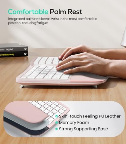 Nulea RT07B Wireless Ergonomic Keyboard - Split Keyboard, Wrist Rest, Natural Typing, Bluetooth and USB Connectivity, USB-C Rechargeable,Compatible with Windows Mac (Silver White)