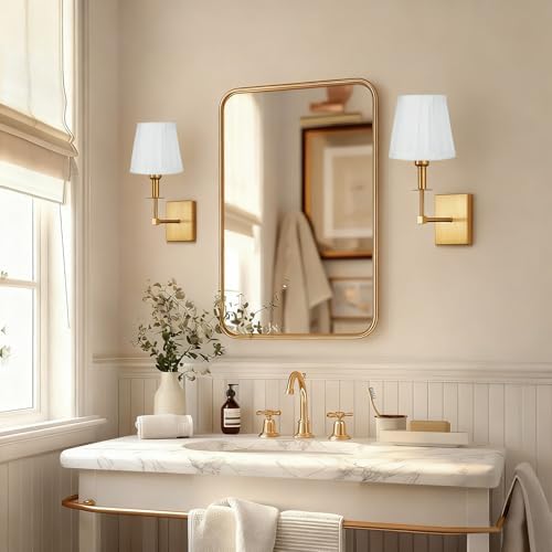 Fuloon Clip on Chandelier Lamp Shades, 3.3x4.3x4.7 in, Small Sconce Shades for Candelabra Bulbs, European/French Country/Modern Style(6 Pack, White Pleats)