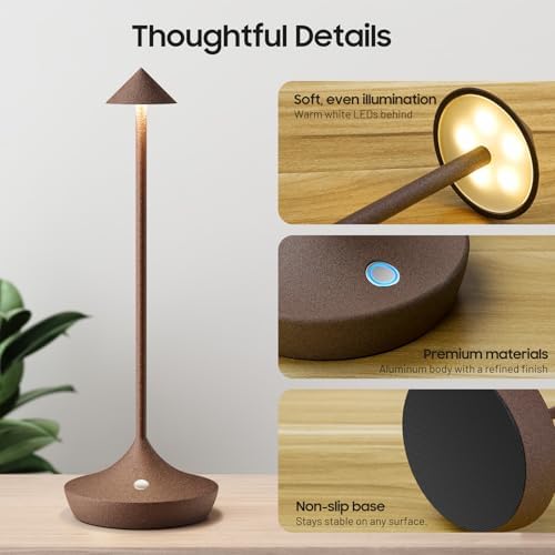 2 Pack Cordless Table Lamp, Rechargeable 6000mAh Battery Table Light