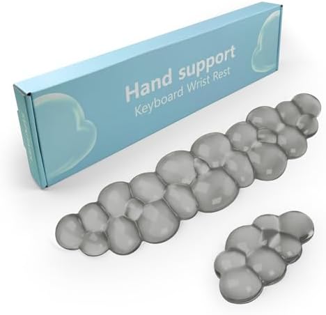 Gel Cloud Keyboard and Mouse Wrist Rest, Cute Wrist Support and Arm Support Keyboard Rest for Keyboard and Mouse Typing Pain Relief，Suitable for Office/Computer/Laptop/Gaming (Gray)