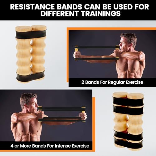 Portable Exercise,Efficient Upper Body,Workout Equipment Home Gym,Workout Exercise Stick,Upper Body Workout Liftstick Wood Exercise Rip Stick With Adjustable Resistance Band for Home Gym