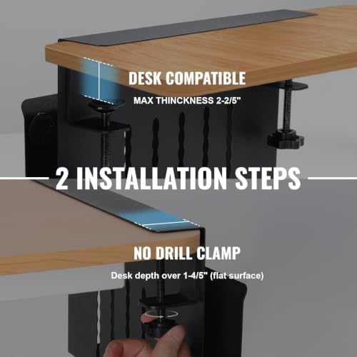 2 Tie Desk Side Storage Organizer, Under Desk laptop holder