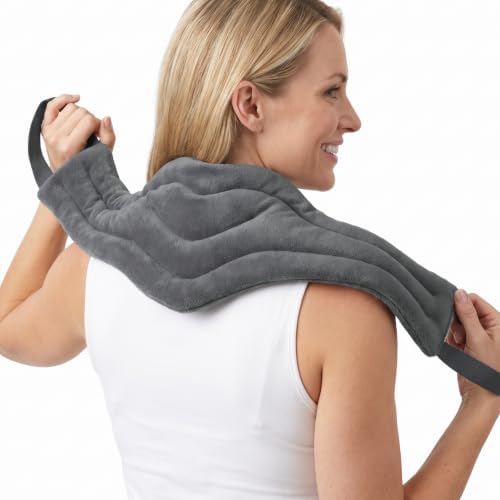 Microwavable Heat Pad for Neck and Shoulders, Warm Compress Wrap, Grey