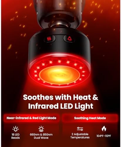 BOB AND BRAD Q2 Ultra Mini Massage Gun with Red Light Infrared Heating Head, Pocket-Sized Deep Tissue Massager for Muscle Therapy, HSA Portable Percussion Massage Gun for Pain Relief FSA Eligible