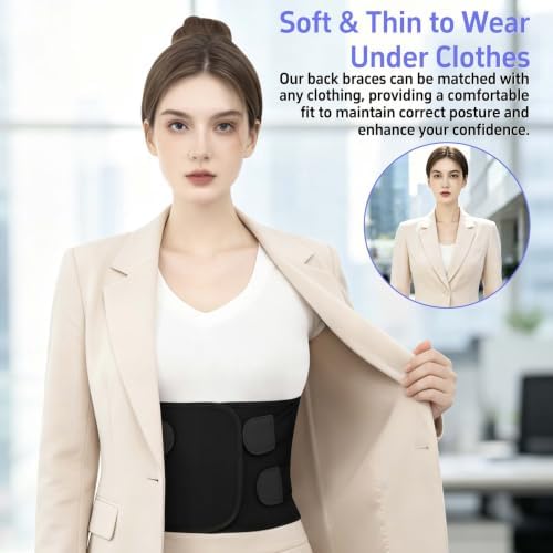Posture Corrector for Women and Men, Back Brace with Lumbar Support Panel and Adjustable Shoulder Support, Full Back Support Posture Trainer, Back Straightener for Upper Back, Lower Back Support, Rounded Shoulders, Slouching, Hunchback Corrector (Black...