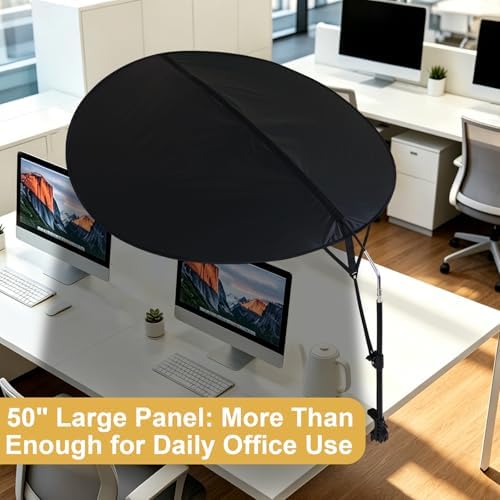 50'' Office Cubicle Desk Shade Foldable Light Shield to Block Anti-Glare Cover for Light Sensitive Professionals Adjustable Height and Rotatable Direction Cubicle Light Shade with Clamp (black)