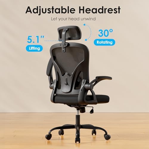 Farini Ergonomic Office Chairs with Headrest, Set of 4, Black & Black