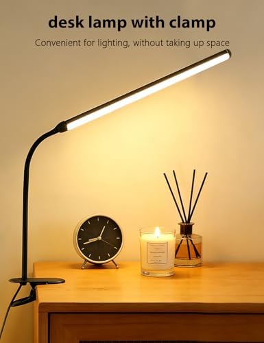 2 Pack LED Clip On Reading Light,Desk Lamp with Clamp,Clip On Table Light Bar,Curved Monitor Light Bar for Home Office,Bedside Bedroom Lamp,Dormitory Study Light,Workbench Task Lighting