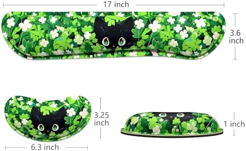 Dapesuom Enlarge Keyboard Wrist Rest, Memory Foam Wrist Cushion for Desk Mats Support, Typing Pain Relief Keyboard Mouse Pad Rests Set with Non-Slip Base for Gaming Laptop Computer, Anime Grass Cat