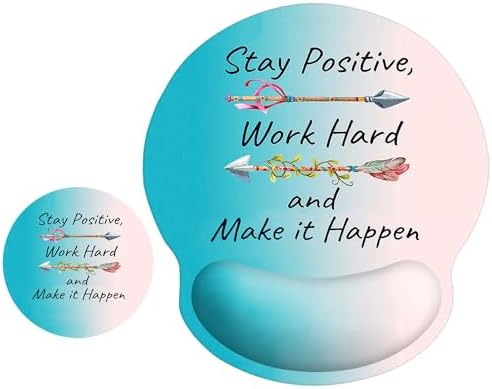 ITNRSIIET Ergonomic Mouse Pad with Wrist Support Wrist Rest Smooth Surface Non-Slip Rubber Base Comfortable Office Supplies Pain Relief, 9.8 x 9.1 inches, Inspirational Quotes
