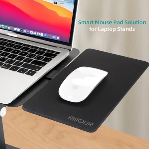 Rmour Z1 Clamp-on Mouse Tray Desk Extender, Ergonomic Mouse Platform with Mouse Pad for Laptop Stand & Table, Fits Up to 2.1'' Thick Surfaces, Space-Saving Desk Attachment for Small Spaces, Black