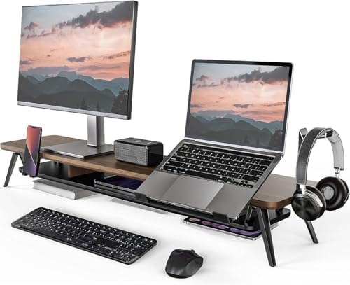 Fenge 42.5-Inch Monitor Stand Riser with Laptop, Phone & Headphone Holders