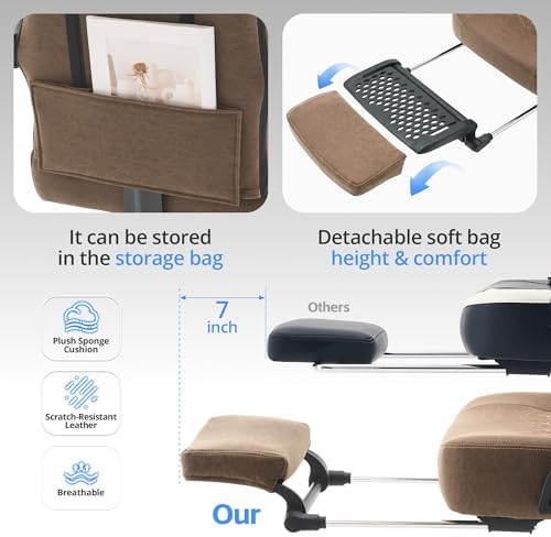Gaming Chair Breathable Leather with Pocket Spring Cushion, Wide and High Ergonomic Office Chair with Headrest, Computer Gaming Chair with Footrest for Adult and Teen (Brown)