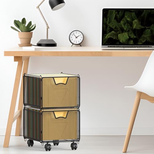 Simple Houseware Stackable Mesh Hanging Rolling File Cart, Black