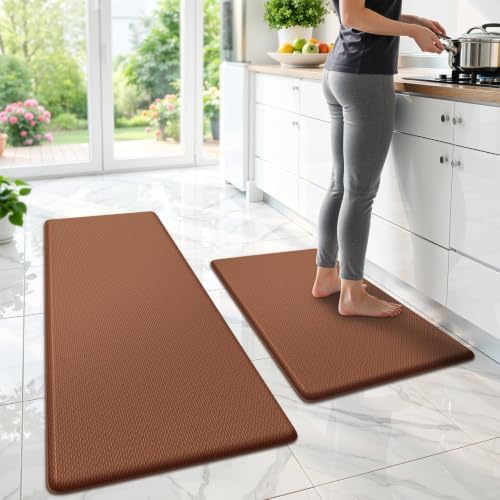 StepLively Kitchen Mat for Floor 2 PCS, Anti Fatigue Rugs, Terracotta Brown