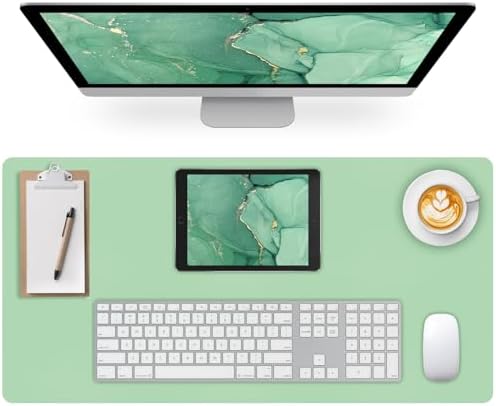 Leather Desk Pad Mat, Green Desk Mat, 23.6" x 13.7"