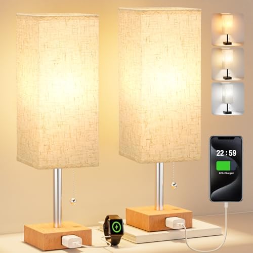 Fenmzee Bedside Lamp for Bedroom Set of 2 - Small Table Lamp for Nightstand