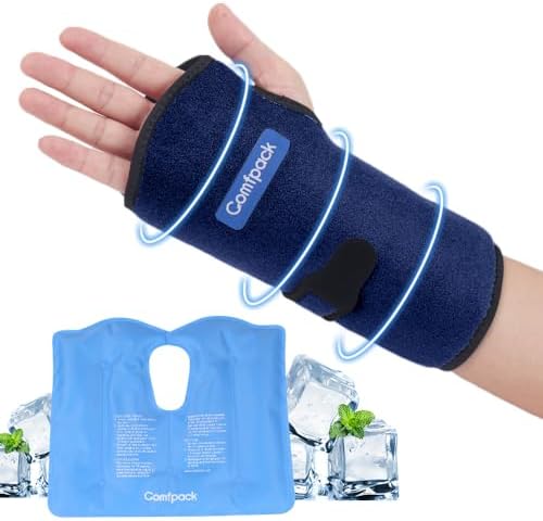Comfpack Wrist Ice Pack for Carpal Tunnel, Reusable Hot Cold Therapy Hand Ice Pack Wrap Wrist Ice Brace for Hand Surgery, Rheumatoid, Tendinitis, Swelling, Injuries, Pain Relief